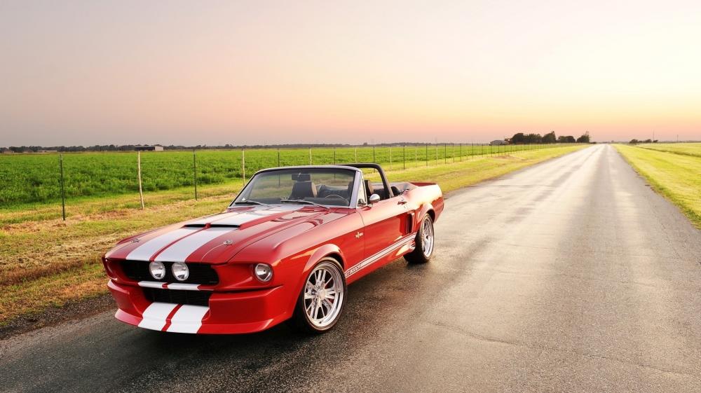 Classic Ford Mustang Muscle Car Sunset Drive wallpaper