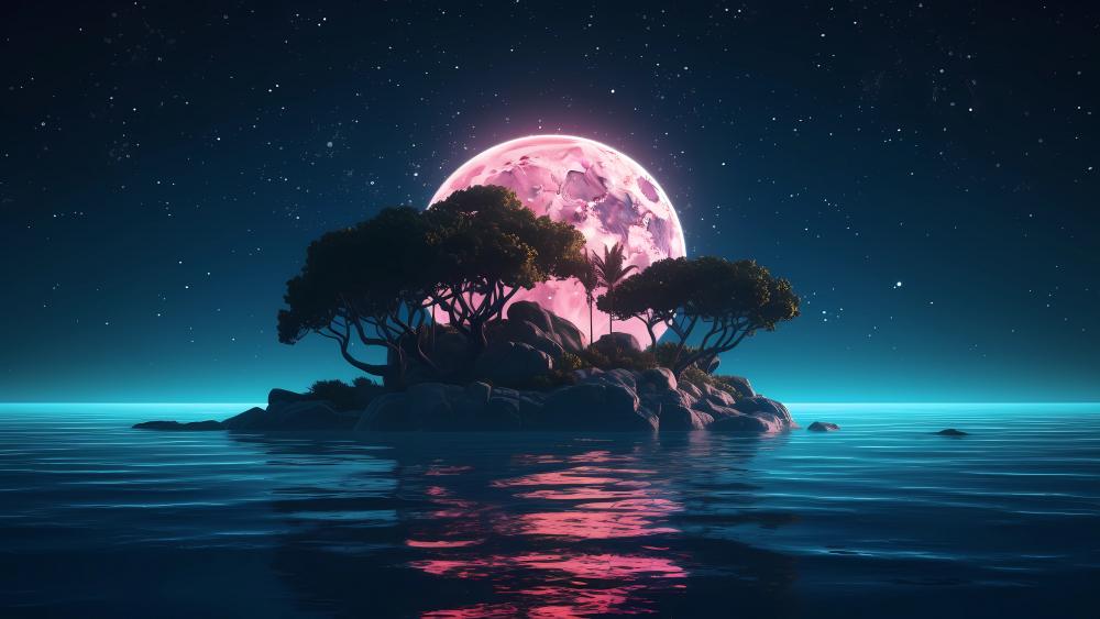 Pink Moonlight Ocean Glow wallpaper