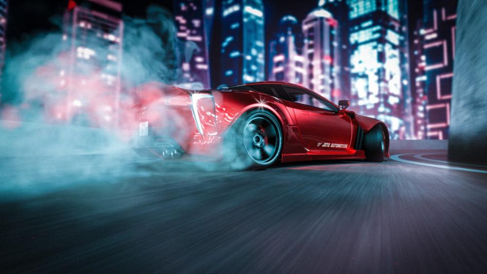 Racing Red in the Neon Night wallpaper