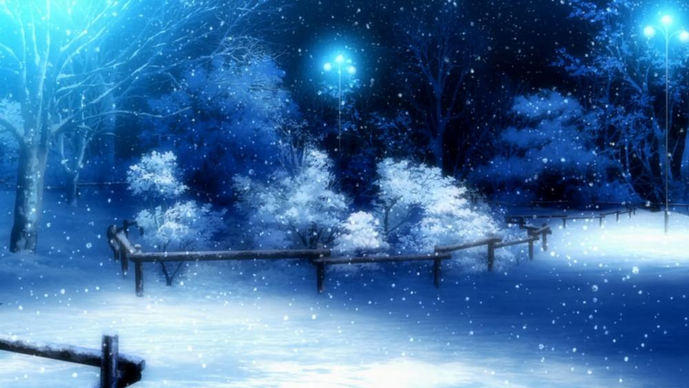 Enchanted Winter Night Landscape wallpaper