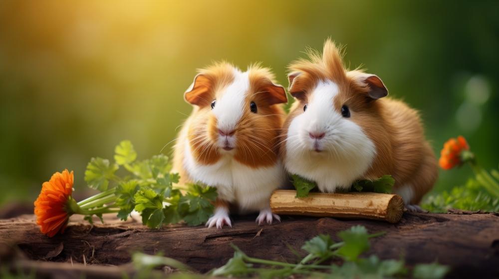 Guinea Pigs Amidst Nature's Bounty wallpaper