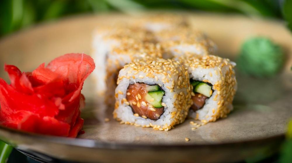 Sushi Delight in Close-up View wallpaper