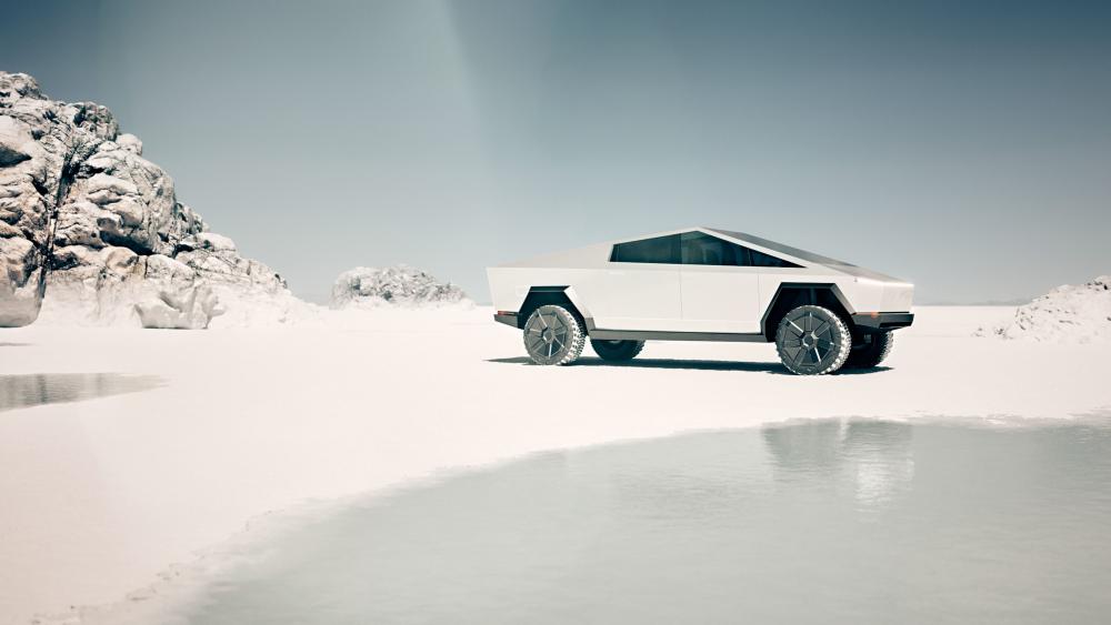 Futuristic Vehicle in a Snowy Terrain wallpaper