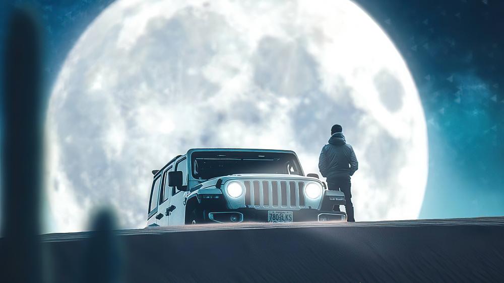 Mystical Moonlit Jeep Adventure wallpaper