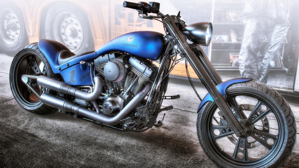 Sleek Blue Motorcycle Powerhouse wallpaper