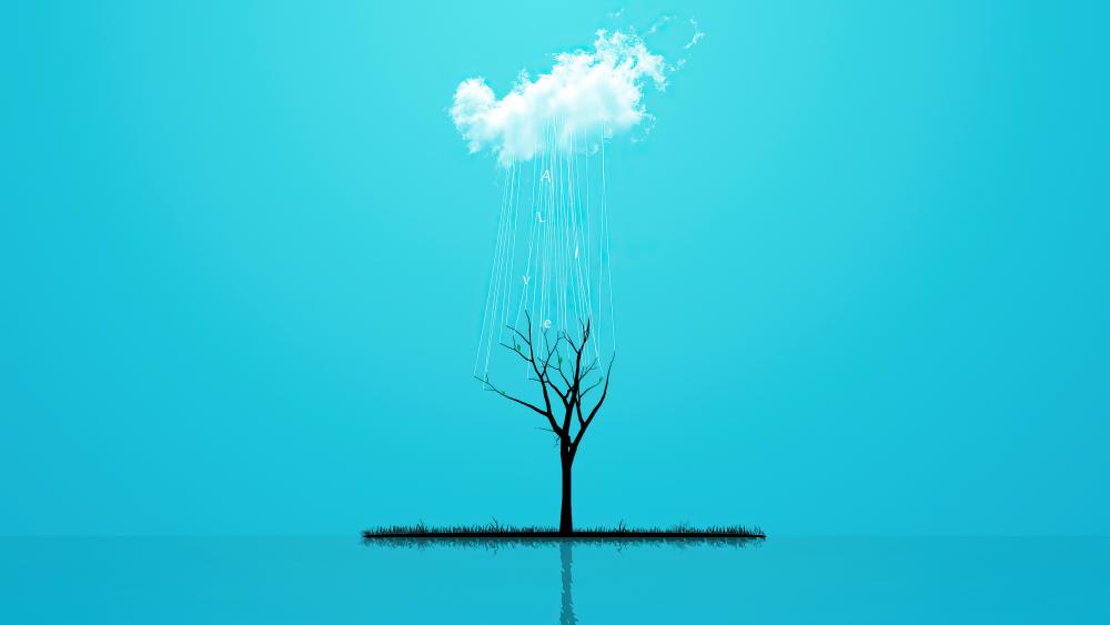 Raincloud Tree Illusion wallpaper