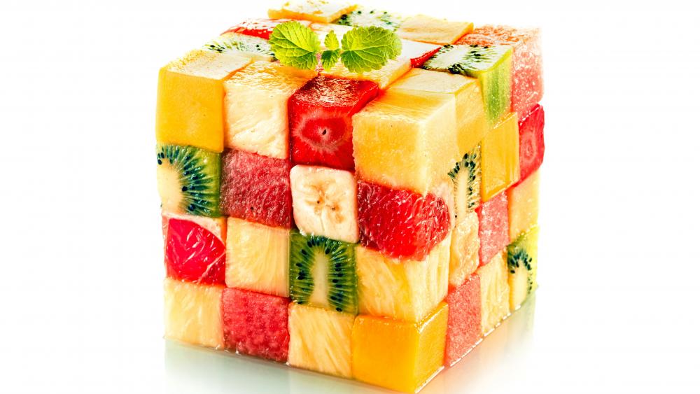 Fruit Rubik Cube Mosaic Delight wallpaper