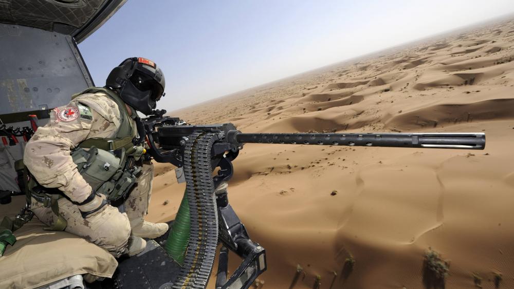 Desert Sentinel Aboard Helicopter wallpaper