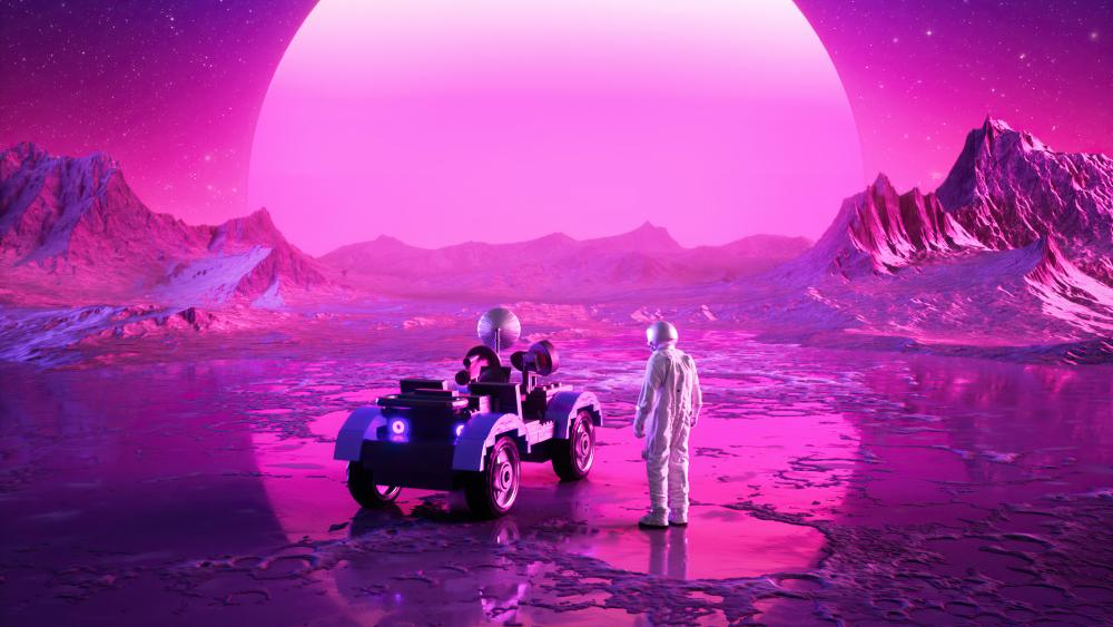 Extraterrestrial Sunset Exploration wallpaper