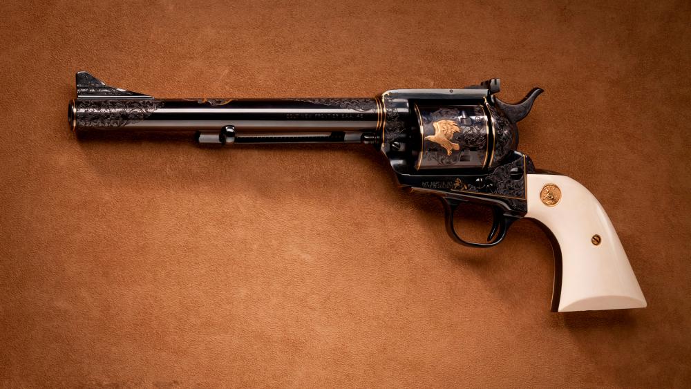 Vintage Revolver on Textured Background wallpaper