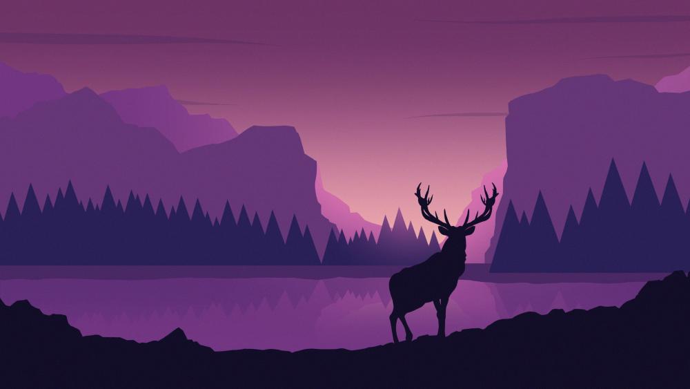 Majestic Deer Silhouette at Dusk wallpaper