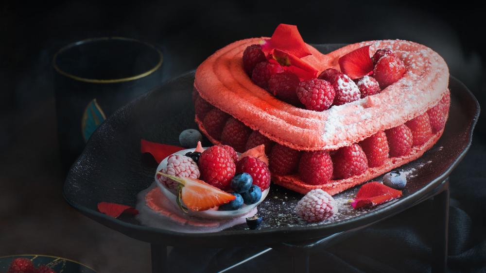 Sumptuous Berry Delight Heart Cake wallpaper