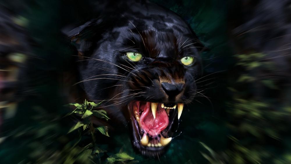 Emerald-eyed Panther in Dynamic Charge wallpaper