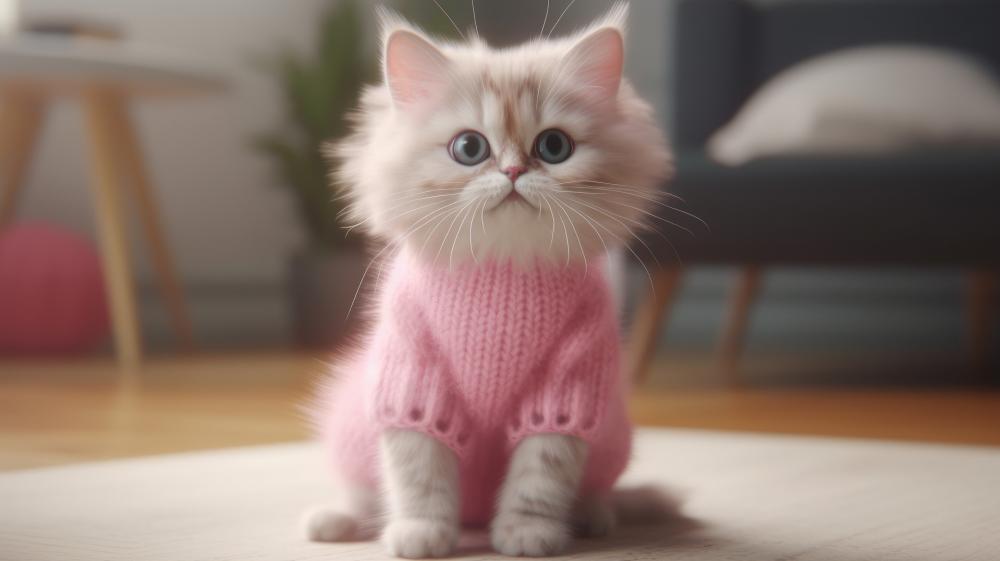 Adorable Kitten in Cozy Knit Sweater wallpaper