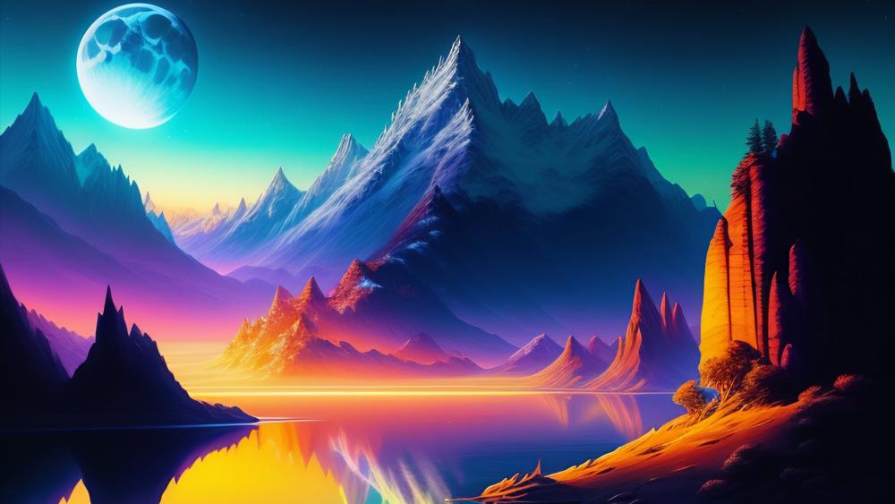 Mystical Mountain Nightfall wallpaper