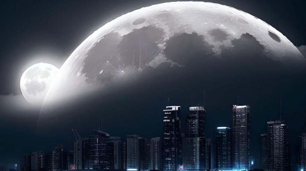 Moonlit Metropolis Dreamscape wallpaper