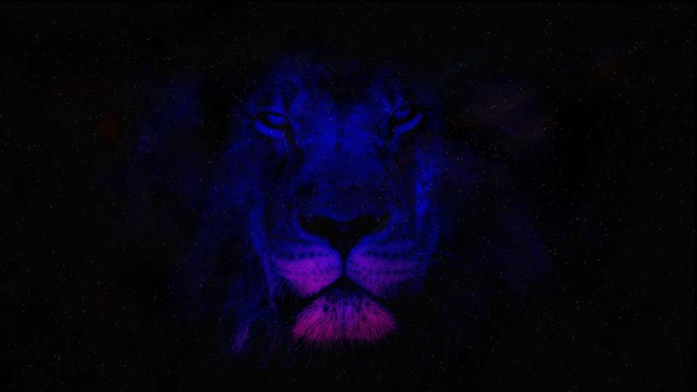 Majestic Neon Lion in the Shadows wallpaper