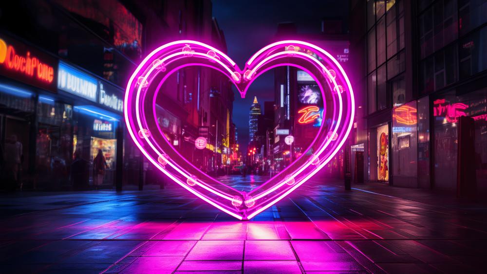 Neon Love in the Urban Heartbeat wallpaper