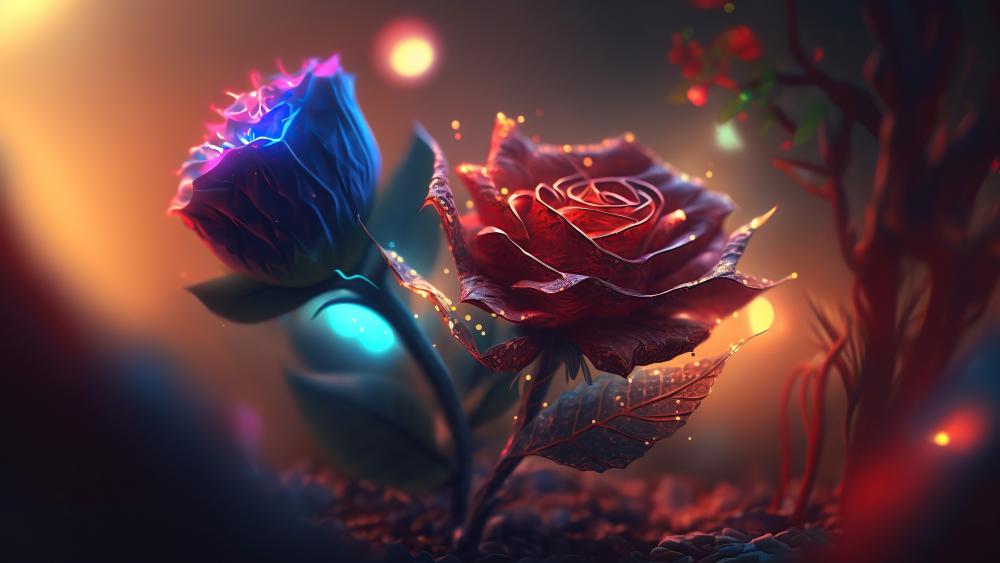 Enchanted Roses in Twilight Glow wallpaper