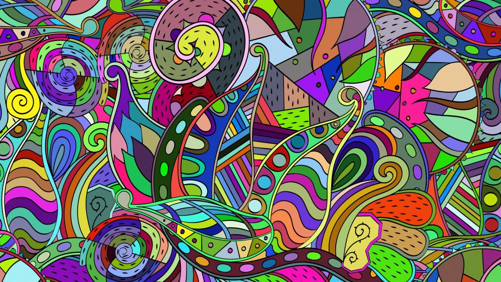 Psychedelic Dreamscape of Colorful Swirls wallpaper