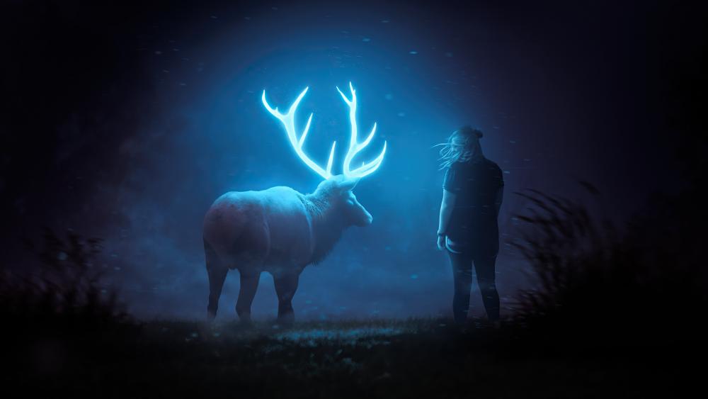 glowing-reindeer-in-dark wallpaper
