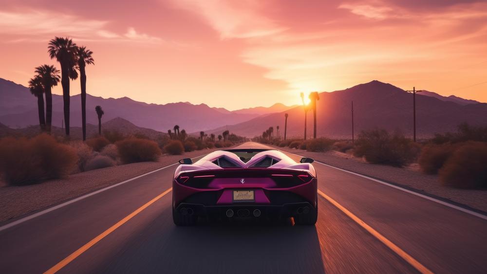 Sunset Drive in a Luxury Sports Car wallpaper