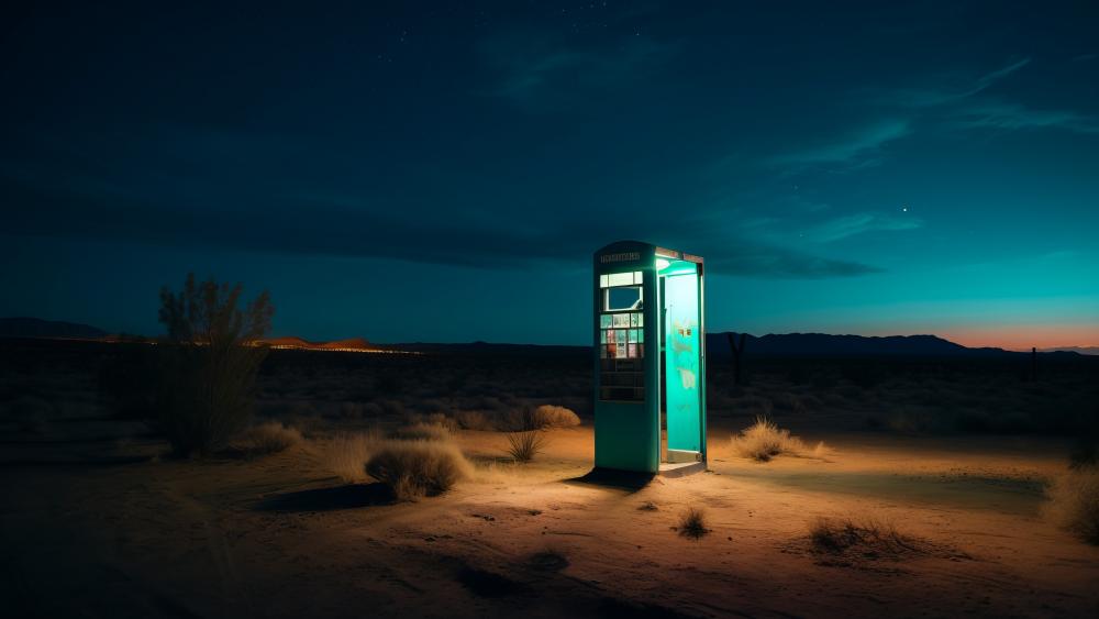 Desert Night Phone Booth wallpaper