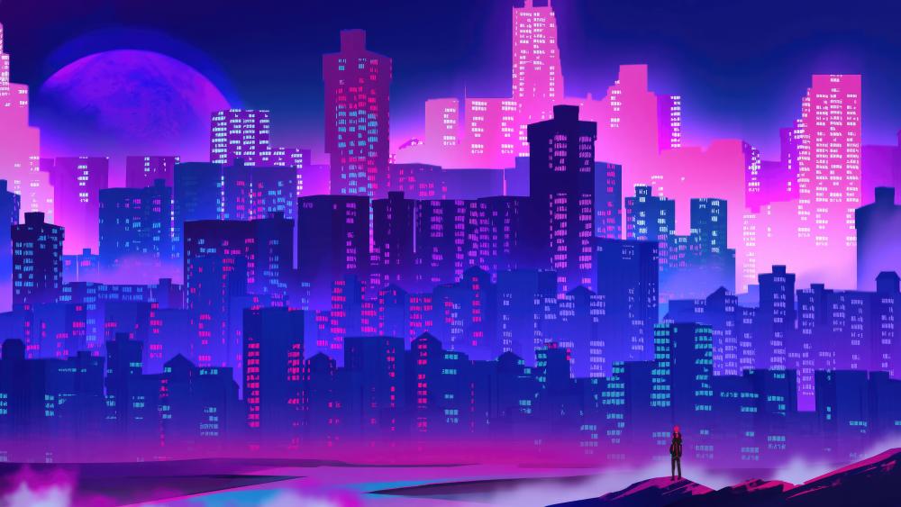 Neon Skyline Dreamscape wallpaper