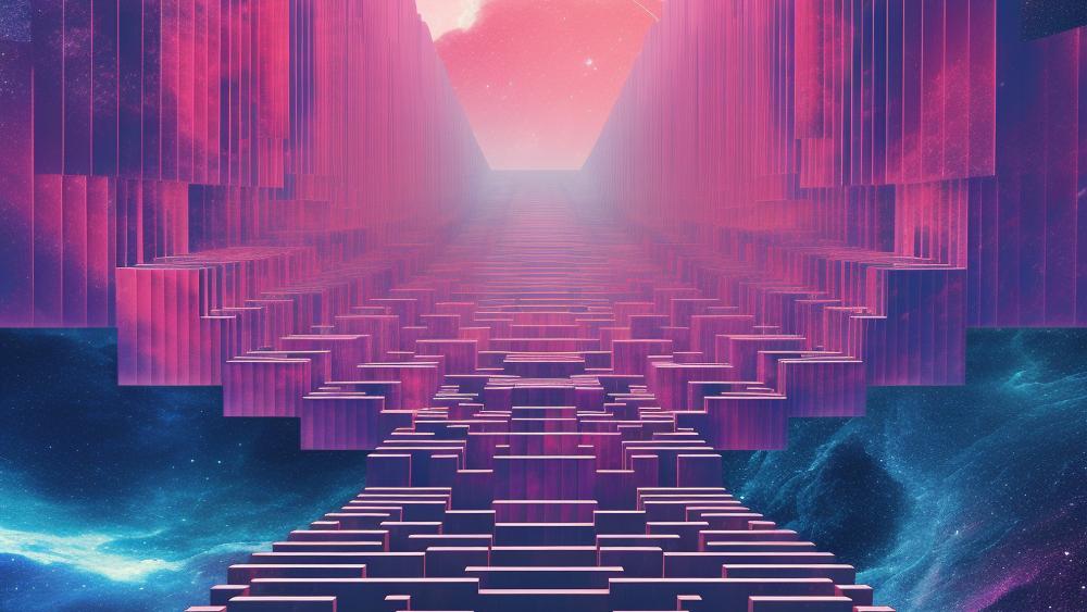 Synthetic Dreamscape Stairway to Infinity wallpaper