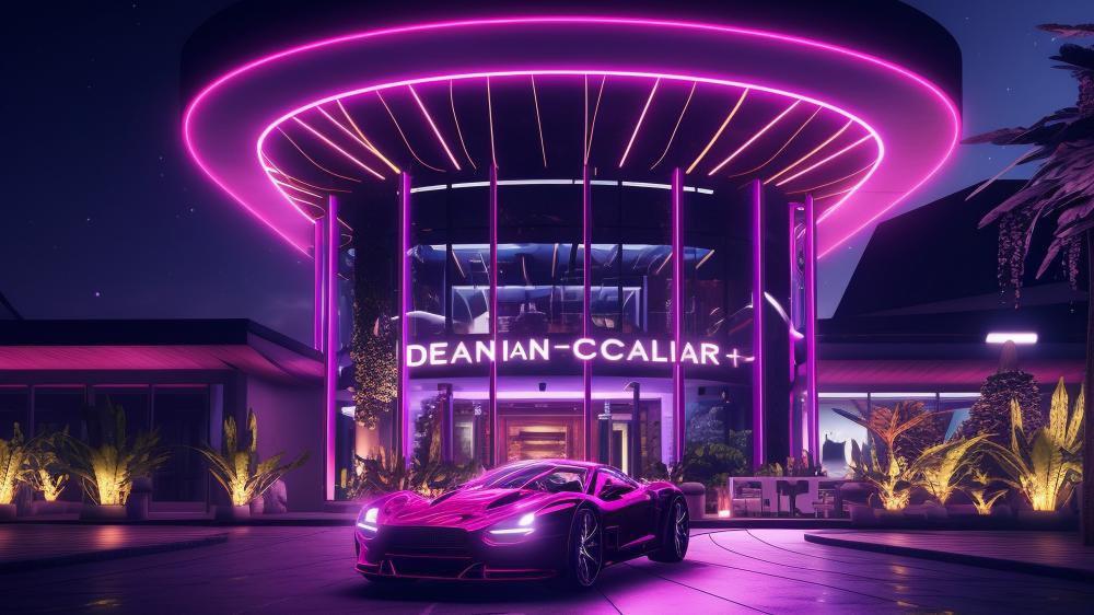 Neon Nightscape with Luxury Car wallpaper