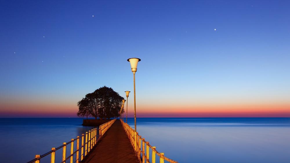 Serene Twilight Pier wallpaper