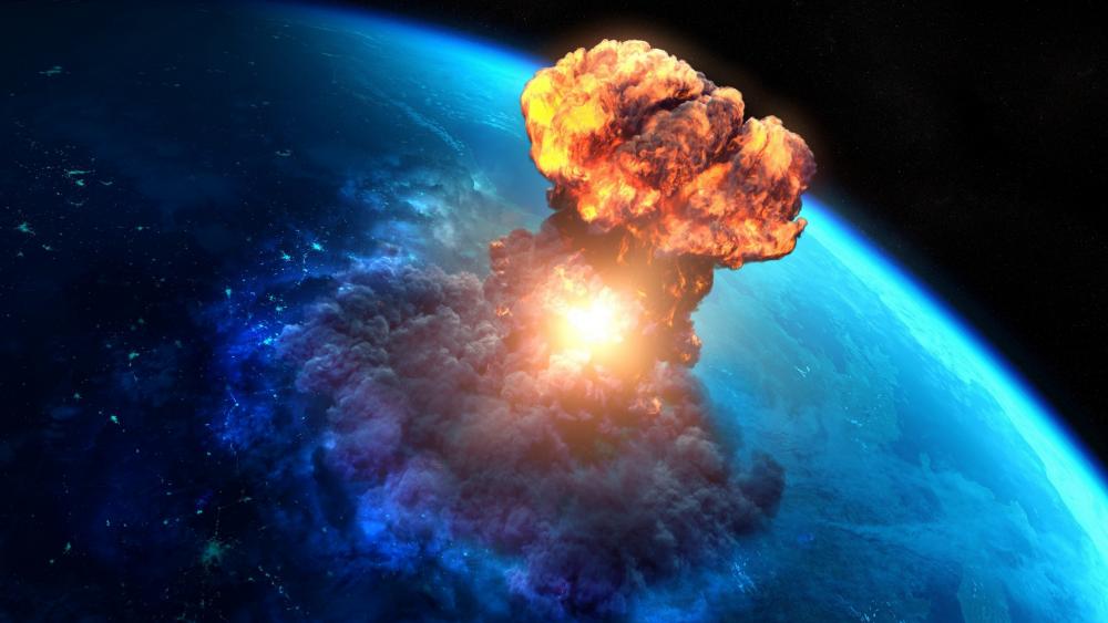 Explosive Cosmic Event Over Earth wallpaper
