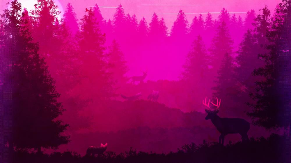Mystical Forest Silhouettes wallpaper