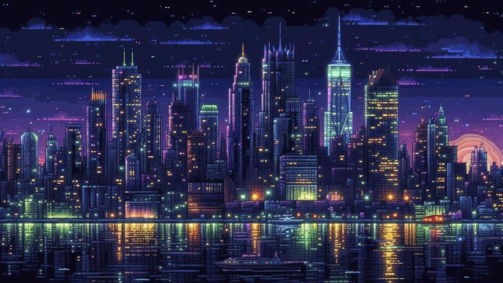 Neon Cityscape at Nighttime wallpaper