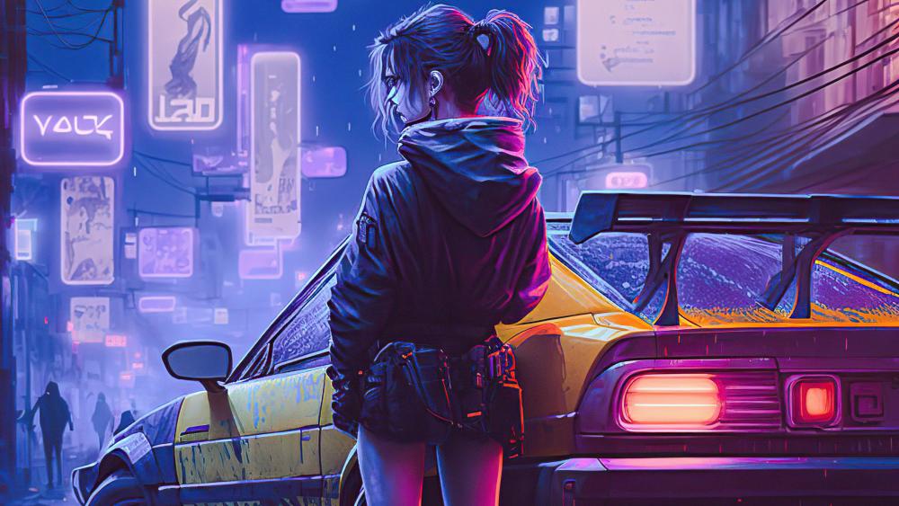 Neon Dreams in a Cyberpunk Cityscape wallpaper