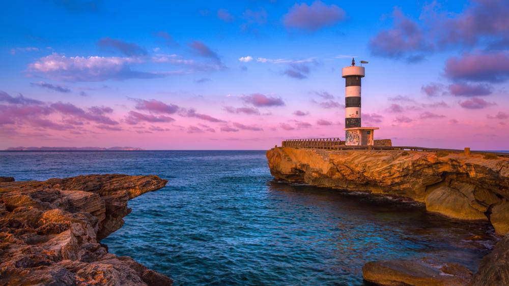 Serenity at Sant Jordi Lighthouse wallpaper