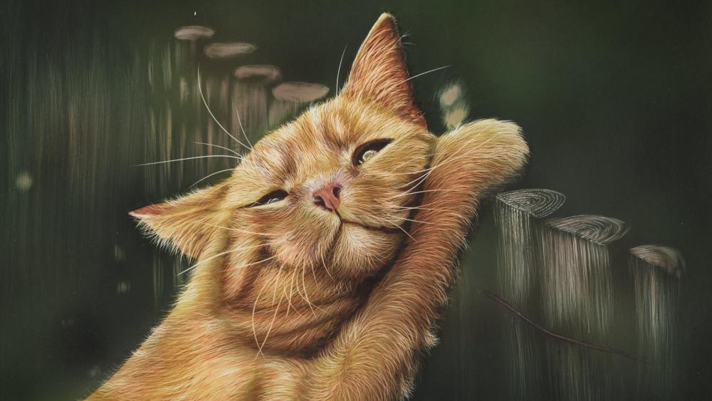 Ginger Cat's Whimsical Daydream wallpaper