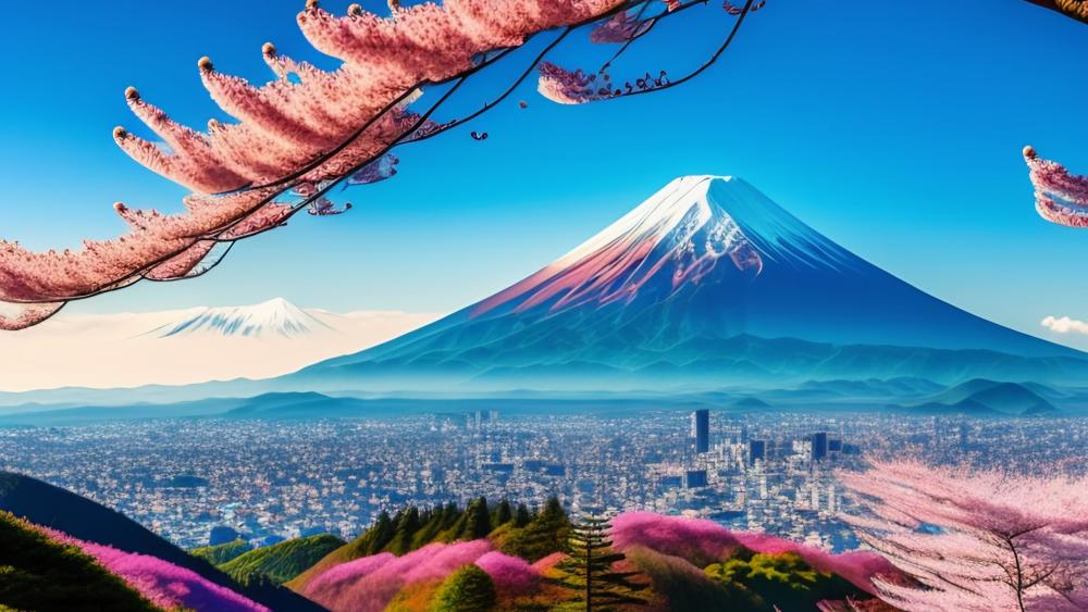 Sakura Splendor at Mount Fuji's Base wallpaper