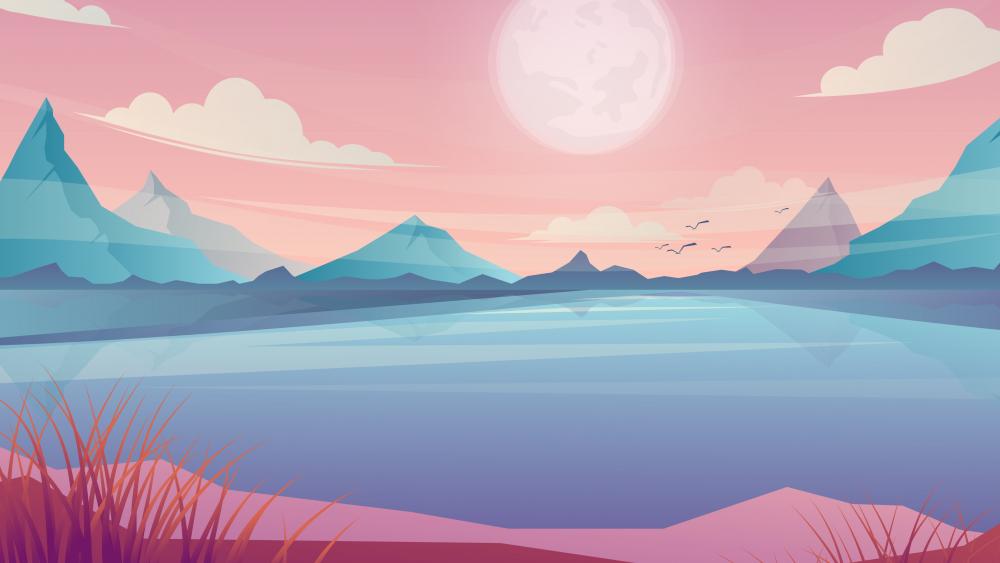 Tranquil Moonlit Fantasy Landscape wallpaper