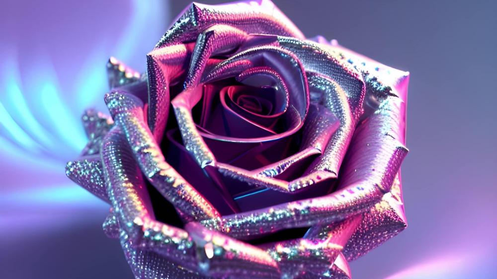 Futuristic Metallic Rose Shimmer wallpaper