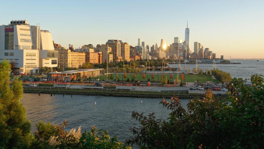 View of Lower Manhattan from Little Island wallpaper