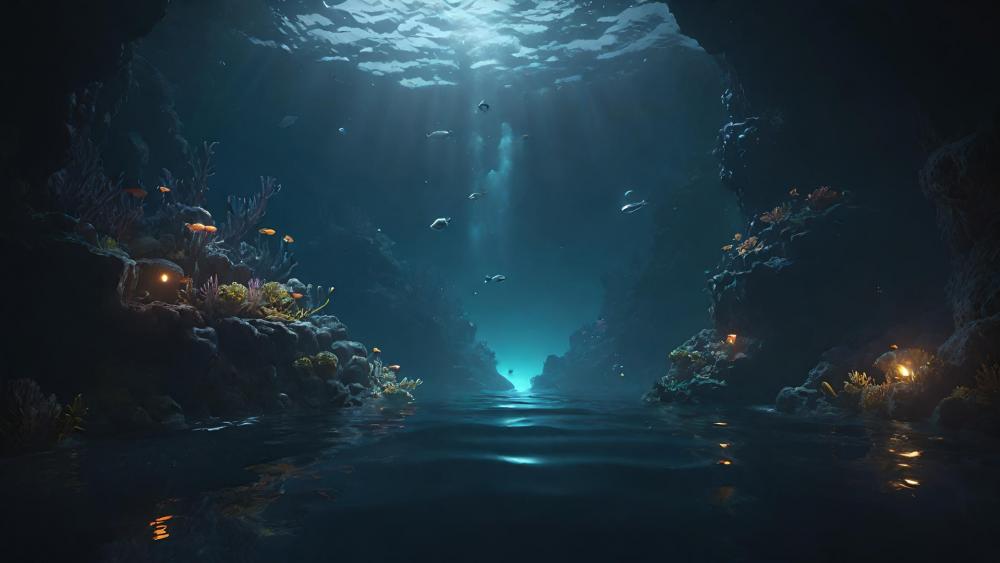 Underwater Enchantment in a Mystical Cove wallpaper