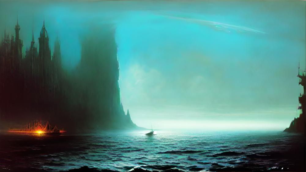 Mystical Seascape Under an Enchanted Sky wallpaper