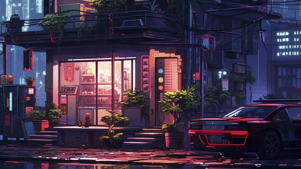 Anime Urban Nightlife Serenity wallpaper