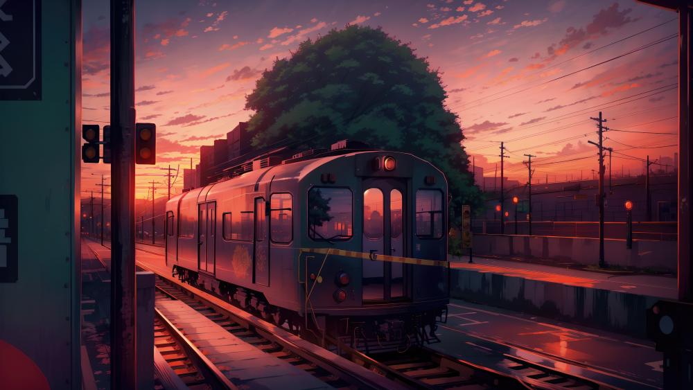 Twilight Train Journey in Anime World wallpaper