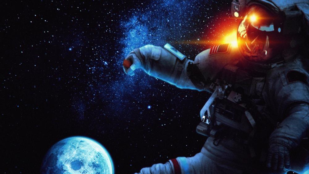 Astronaut Drifting in Cosmic Serenity wallpaper