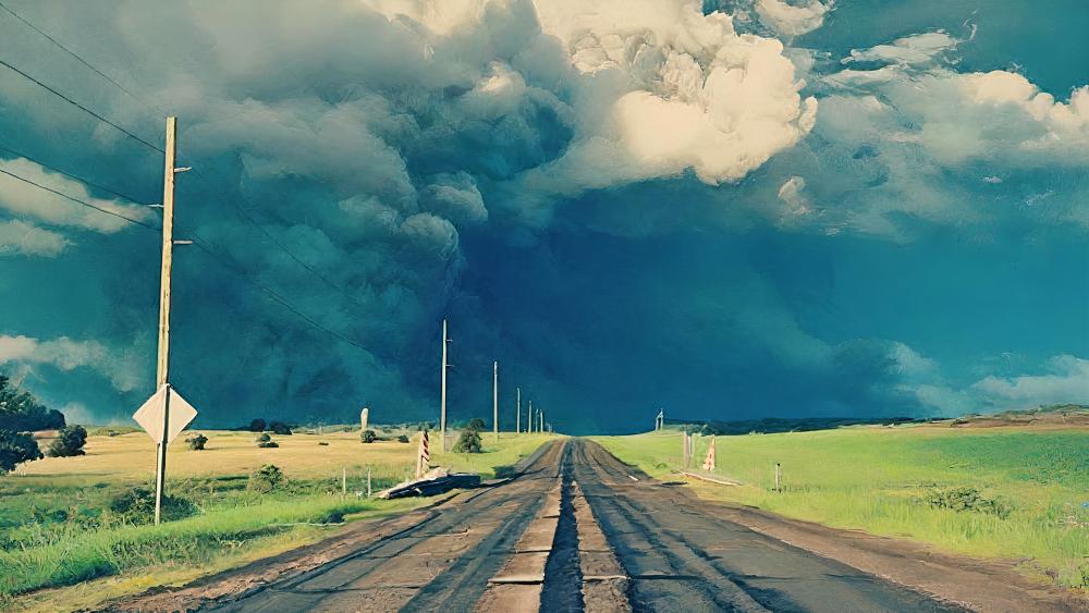 Majestic Storm Over Country Road wallpaper