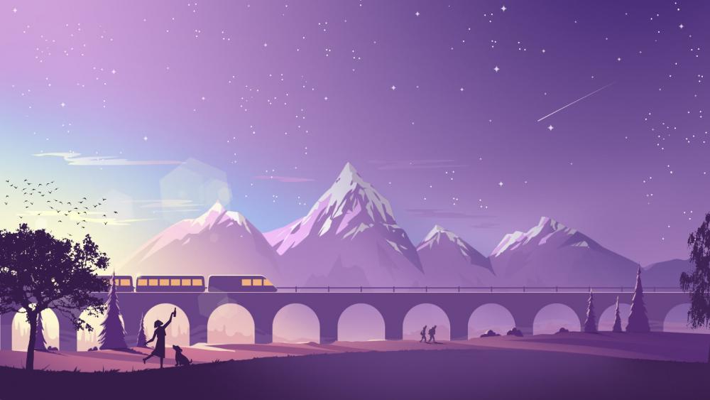 Mystical Twilight Train Journey wallpaper