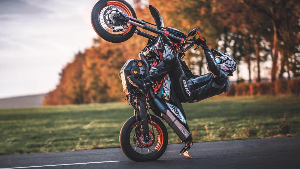 Supermoto Thrills on a Countryside Road wallpaper