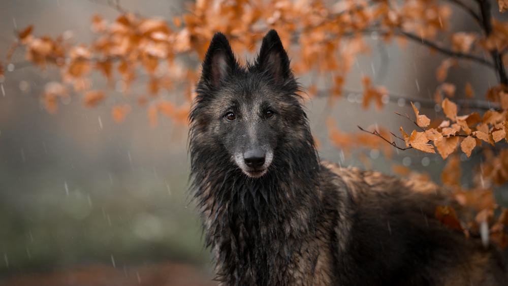Majestic Canine in Autumn Bliss wallpaper